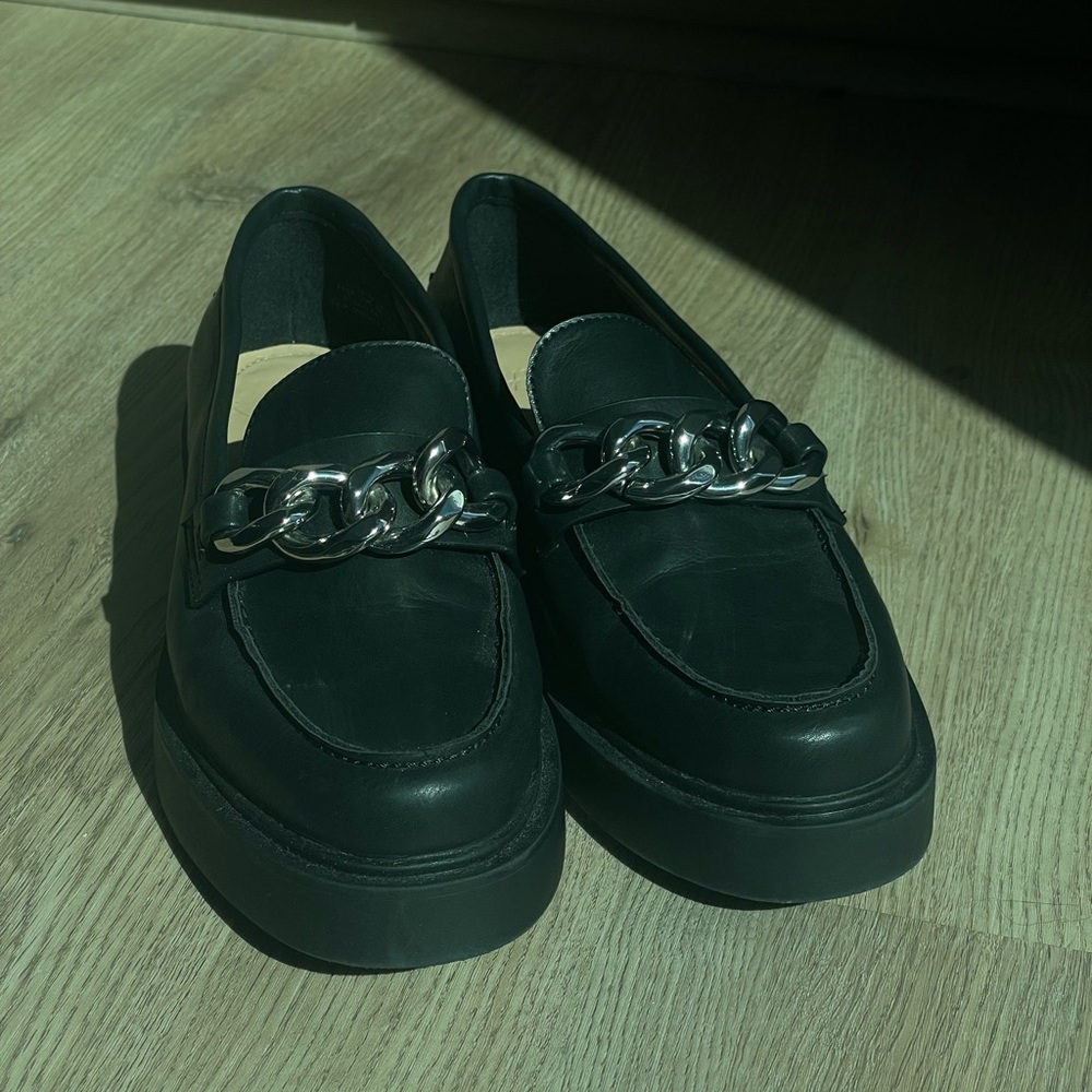 Black Loafers With Chain Link